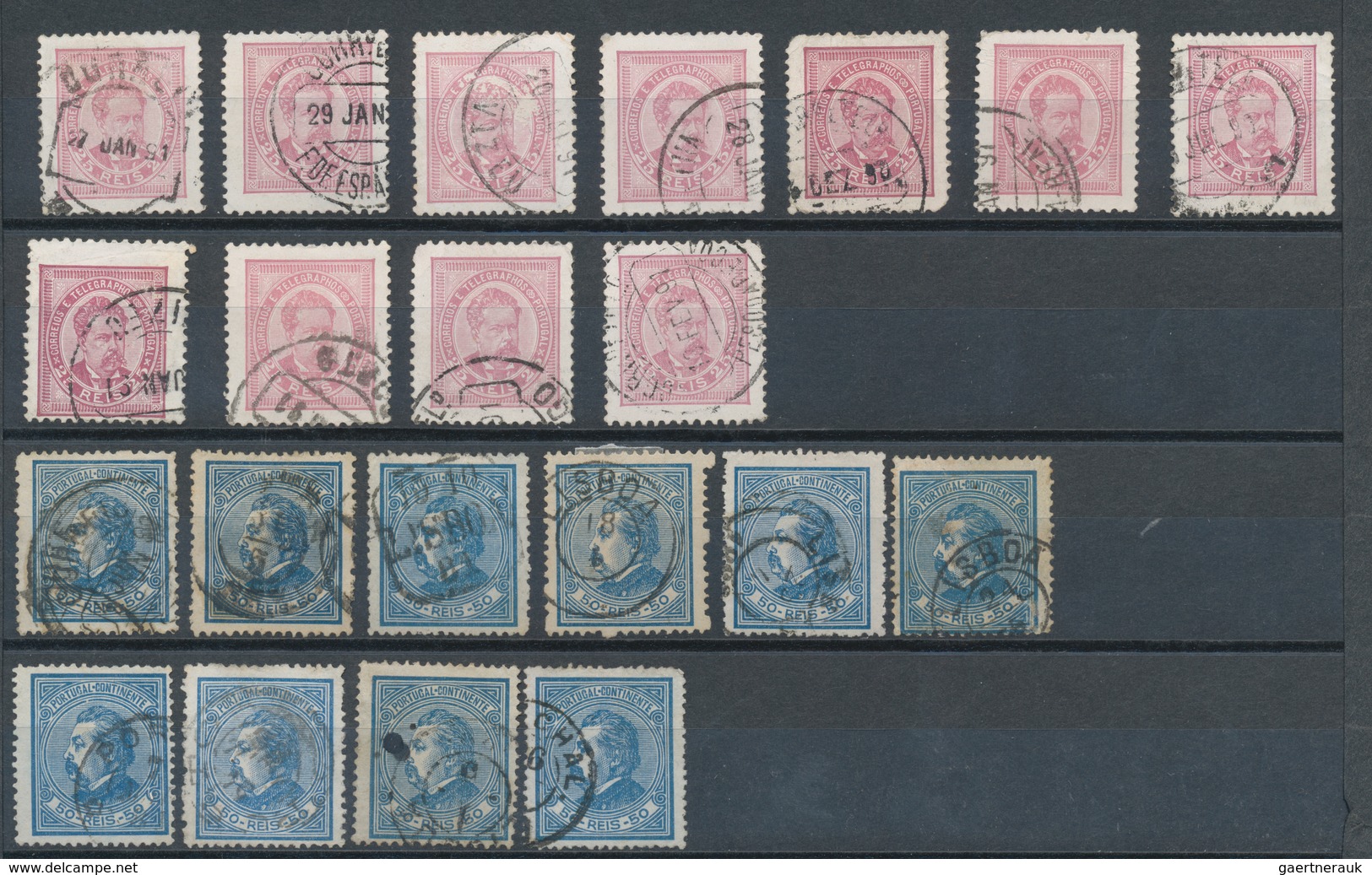 Portugal: 1880/1887, Lot Ex Mi No. 53/64, In Total More Than 180 Used And 8 Unused Stamps Including - Autres & Non Classés