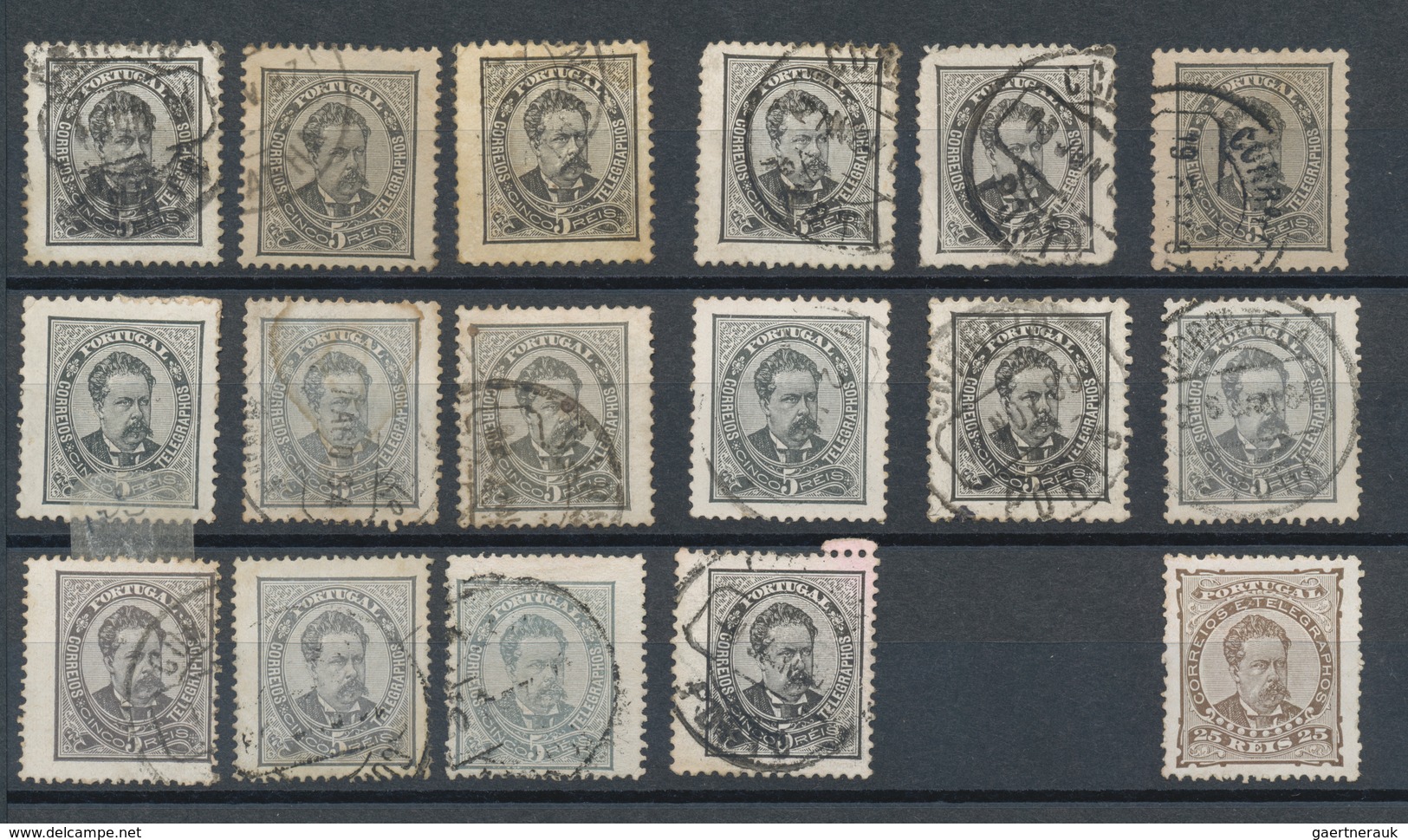 Portugal: 1880/1887, Lot Ex Mi No. 53/64, In Total More Than 180 Used And 8 Unused Stamps Including - Sonstige & Ohne Zuordnung