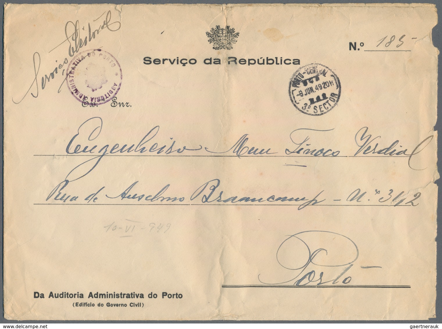 Portugal: 1902/54 (ca.), Covers/franked Cards (42 Inc. 1949 Large Official Cover To Porto) Or Statio - Other & Unclassified