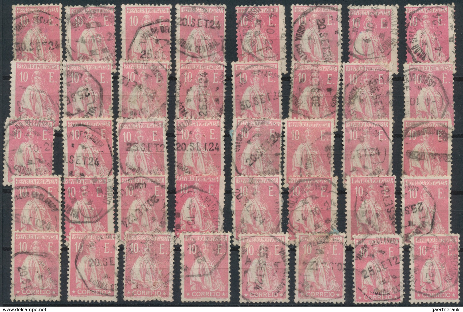 Portugal: 1924, Ceres 10e. Rose, Lot Of 85 Commercially Used Copies (usual Signs Of Postal Wear As T - Other & Unclassified