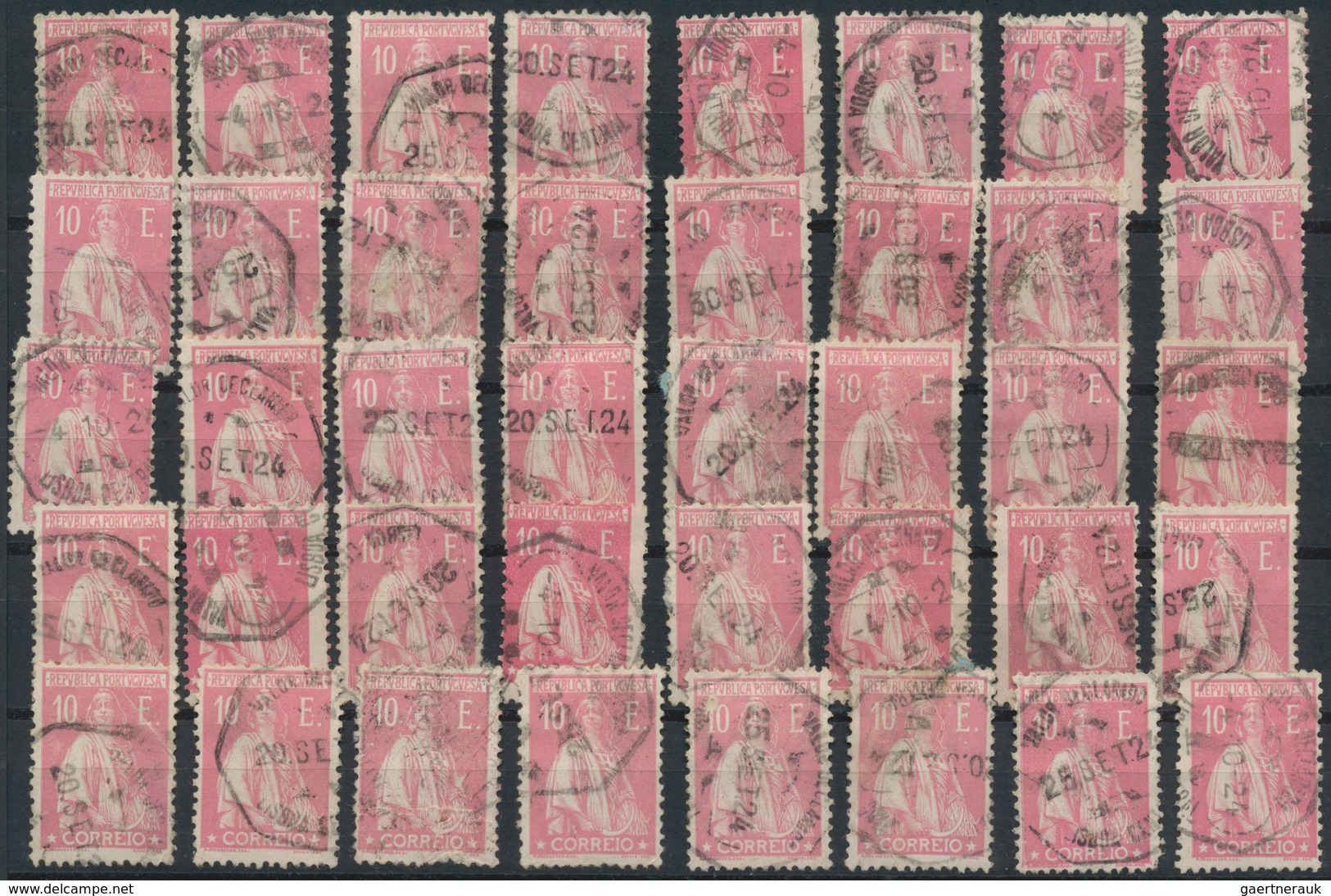 Portugal: 1924, Ceres 10e. Rose, Lot Of 85 Commercially Used Copies (usual Signs Of Postal Wear As T - Autres & Non Classés