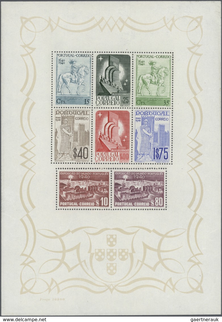 Portugal: 1940, Independence, Souvenir Sheet, Ten Pieces Unmounted Mint. Michel Bl. 2, 3.800,- €. - Other & Unclassified
