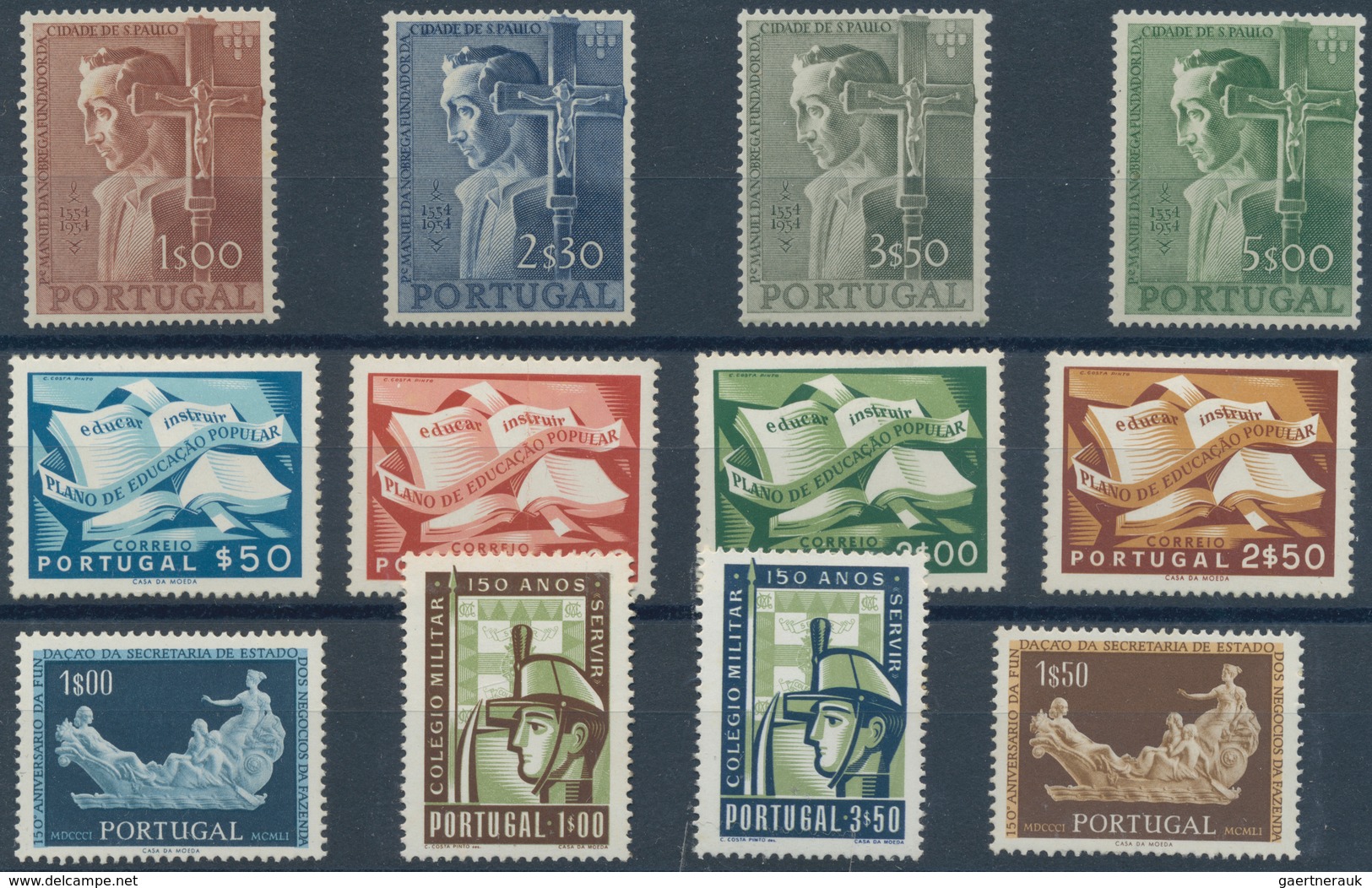 Portugal: 1940/1954, ten complete year sets without the souvenir sheets, mint never hinged, some sta
