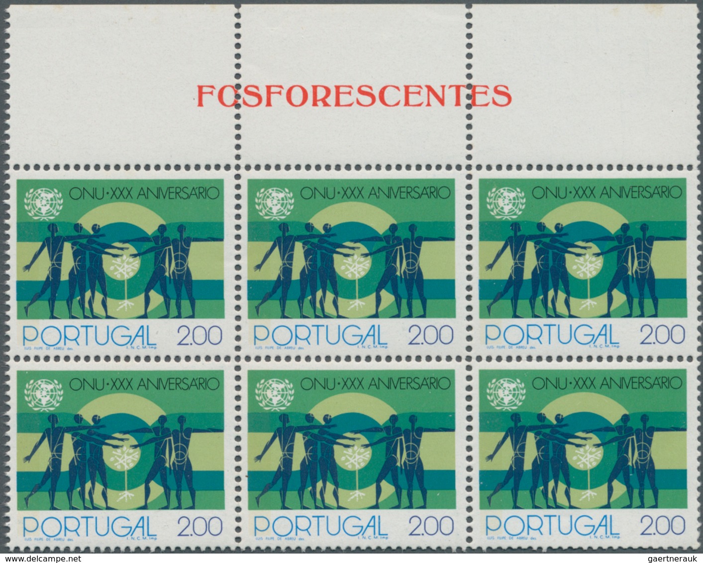 Portugal: 1975, 30 Years Of United Nations (UN) 2.00esc. With PHOSPHOR Strip In An Investment Lot Wi - Other & Unclassified