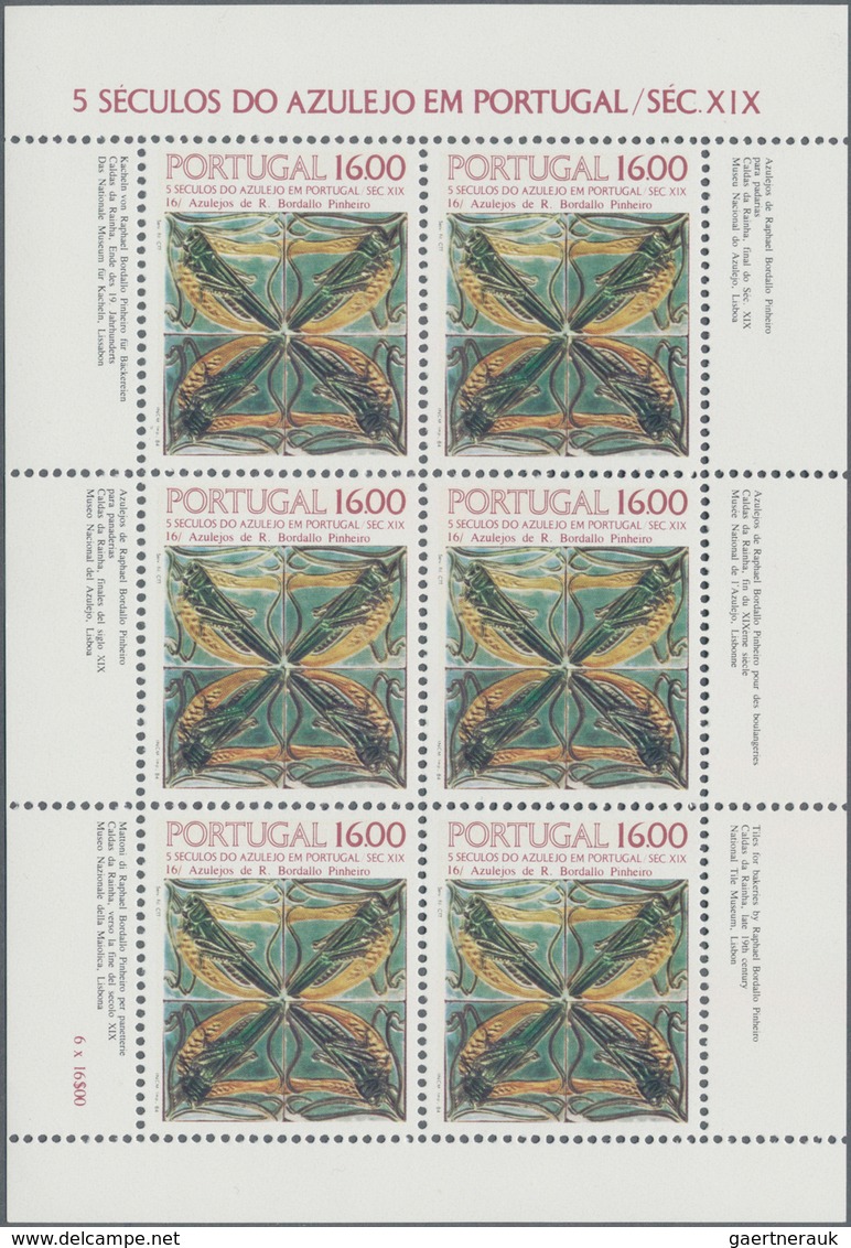 Portugal: 1980/1985, stock of souvenir sheets and sheetlets (of the "azujelo" issues), mint never hi