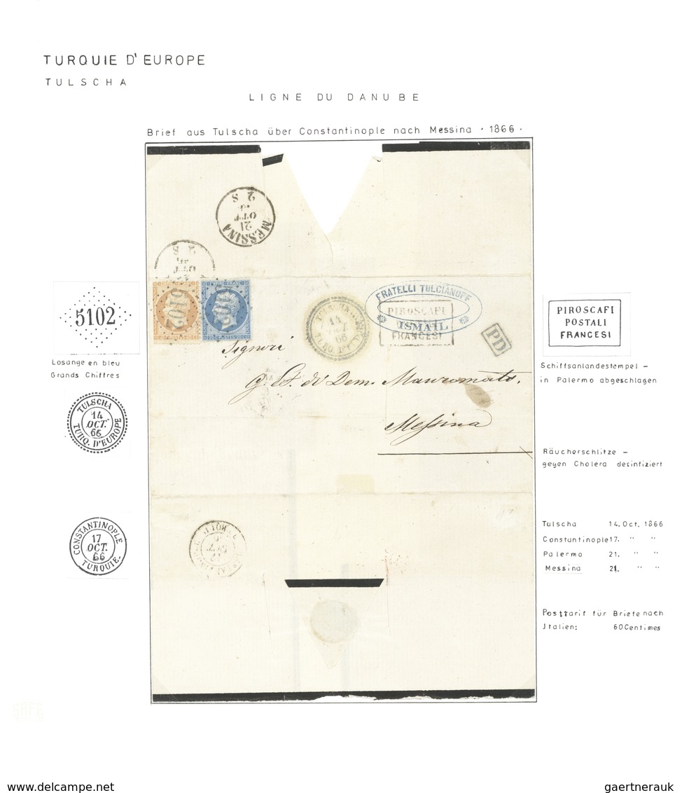 Rumänien: 1861-66, "Two Folded Envelopes From Ismail-Tulscha & Sulina" : 1866 Folded Envelope Bearin - Oblitérés