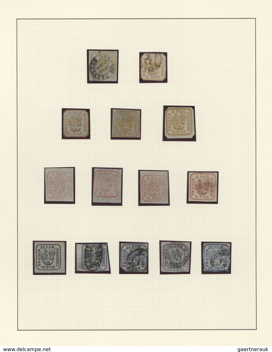 Rumänien: 1862/1864, Coat Of Arms, Mint And Used Collection Of 39 Stamps Neatly Arranged On Album Pa - Oblitérés