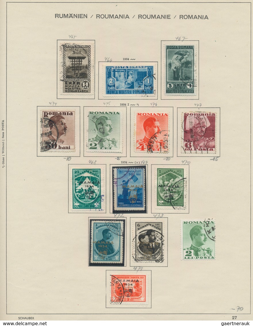 Rumänien: 1862/1992, used collection in two Schaubek albums, from some classic stamps and well colle