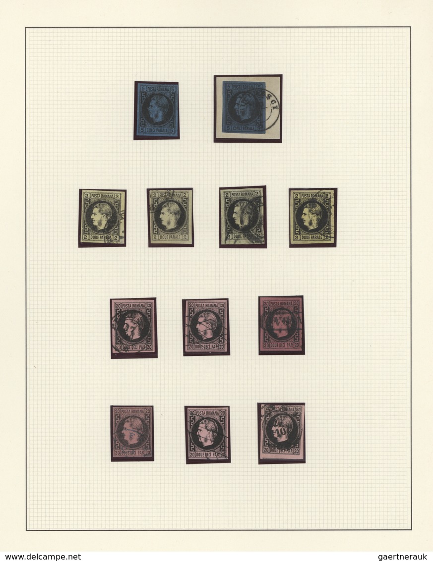 Rumänien: 1866/1867, Carol Heads Imperforate, Used Collection Of 31 Stamps Neatly Arranged On Album - Used Stamps