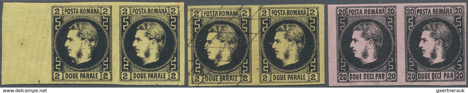 Rumänien: 1866/1867, Carol Heads, Mint And Used Assortment Of 14 Stamps Of All Denominations, Also T - Gebruikt