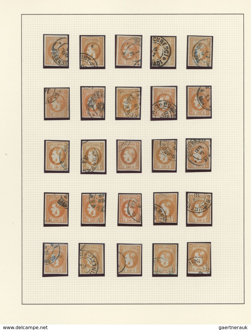 Rumänien: 1868, Carol Heads Imperforate, Used Collection Of 161 Stamps Neatly Arranged On Album Page - Gebraucht