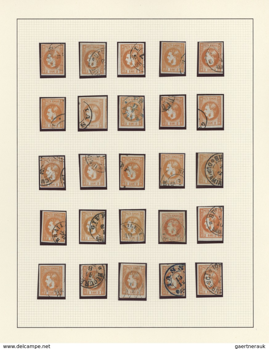 Rumänien: 1868, Carol Heads Imperforate, Used Collection Of 161 Stamps Neatly Arranged On Album Page - Gebraucht