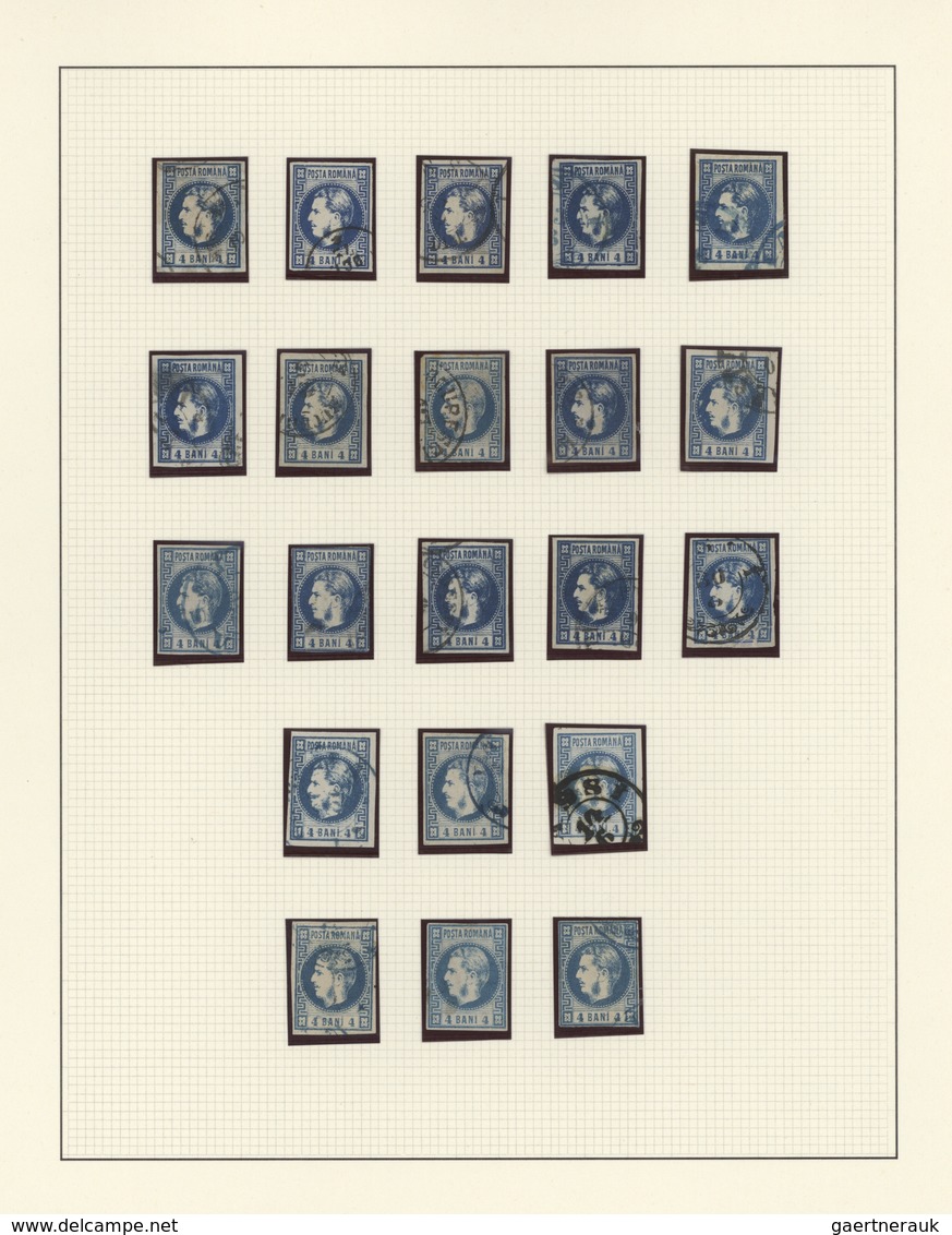 Rumänien: 1868, Carol Heads Imperforate, Used Collection Of 161 Stamps Neatly Arranged On Album Page - Gebruikt