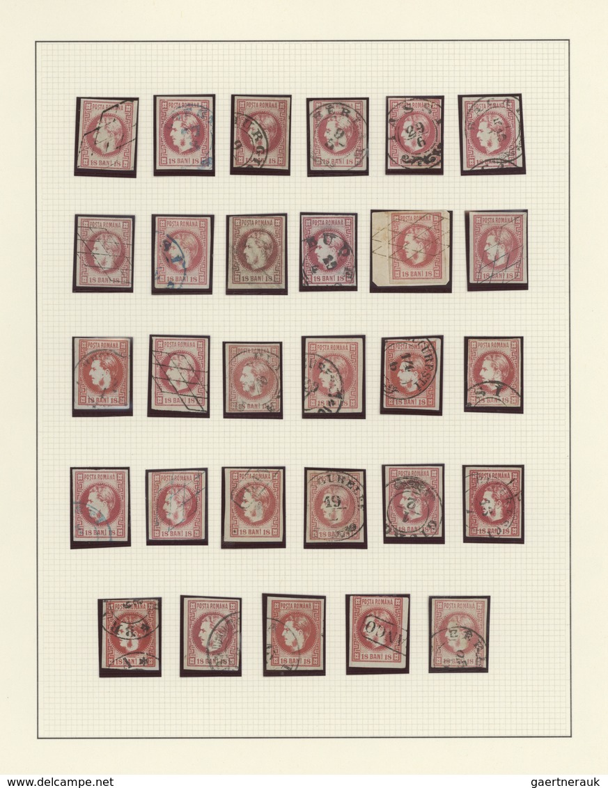 Rumänien: 1868, Carol heads imperforate, used collection of 161 stamps neatly arranged on album page