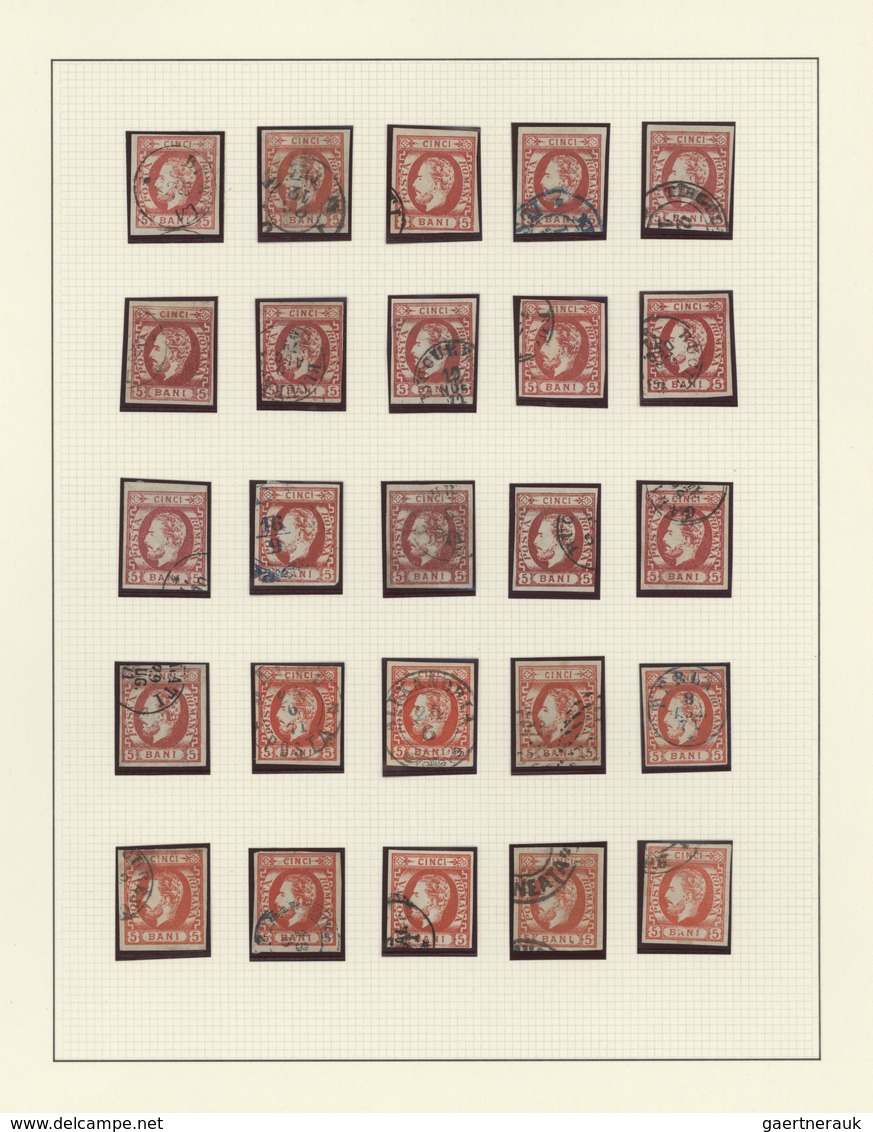 Rumänien: 1871/1872, Carol Heads Imperforate, Used Collection Of 75 Stamps Neatly Arranged On Album - Used Stamps