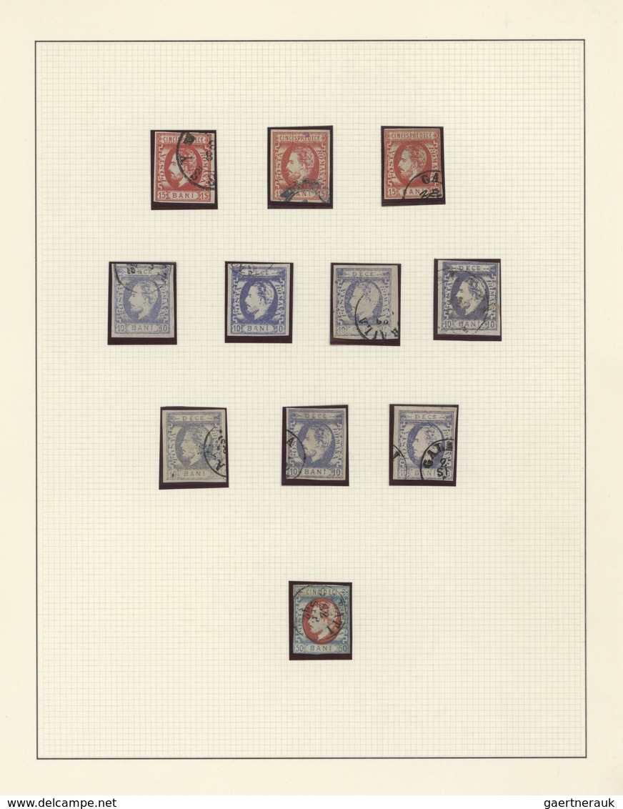 Rumänien: 1871/1872, Carol Heads Imperforate, Used Collection Of 75 Stamps Neatly Arranged On Album - Usado