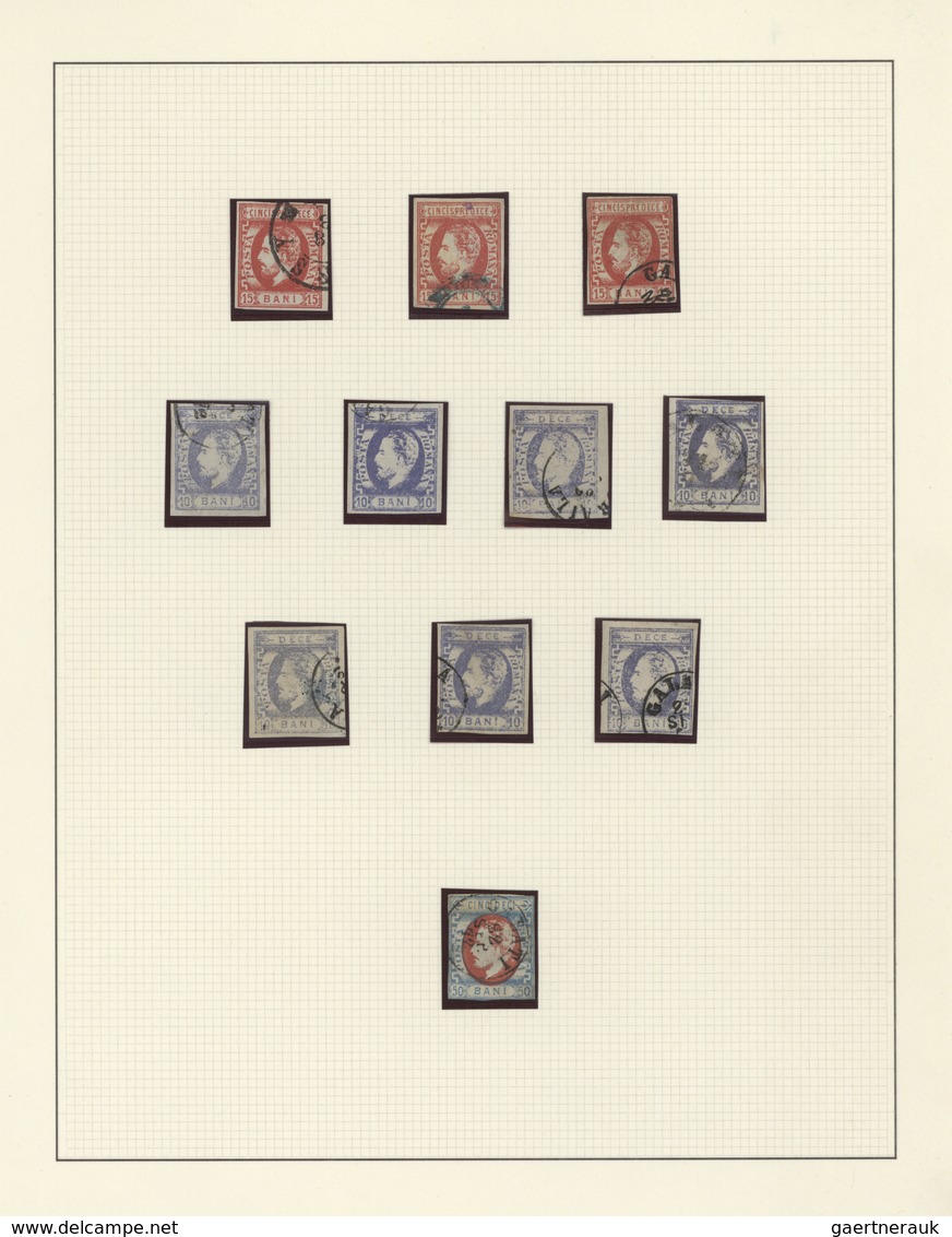 Rumänien: 1871/1872, Carol Heads Imperforate, Used Collection Of 75 Stamps Neatly Arranged On Album - Gebruikt