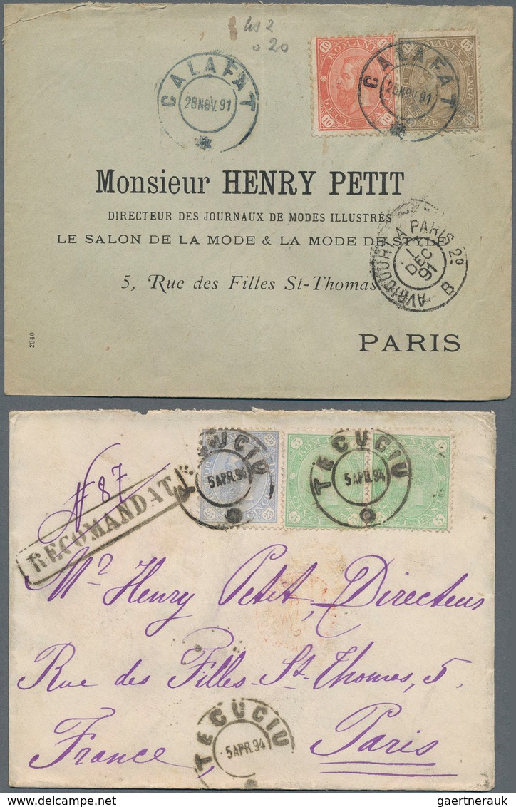 Rumänien: 1891-1900 Group Of 14 Covers To PARIS, Sent From Various Post Offices In Romania, Mostly D - Gebruikt