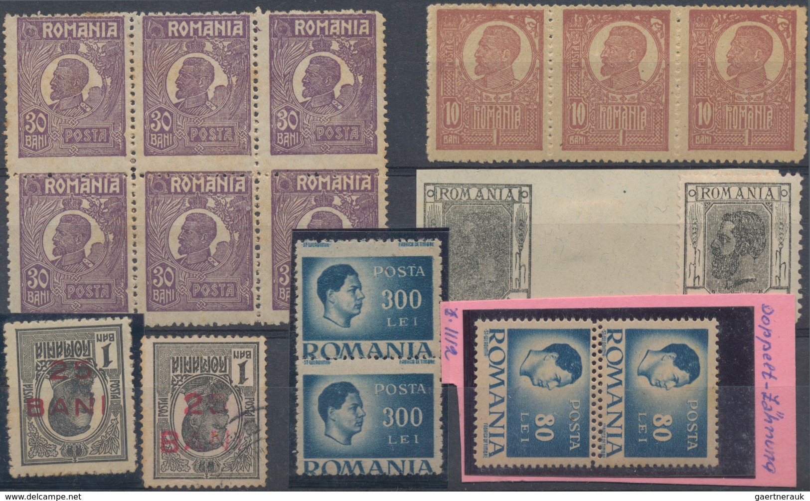 Rumänien: 1910/1950 (ca.), Lot Of 25 Stamps Showing Particularities Like Misperforations, Shifted Su - Used Stamps