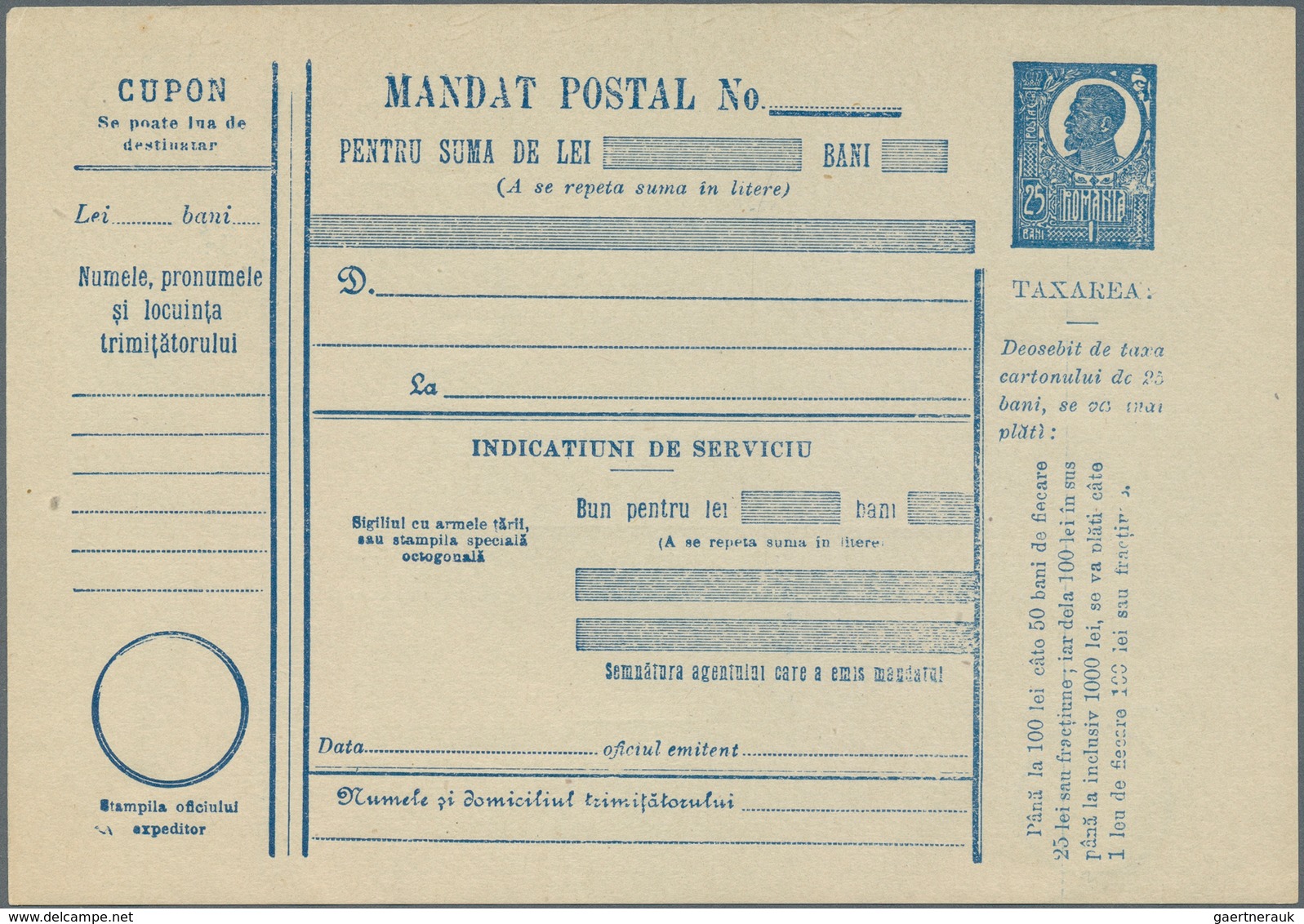 Rumänien - Ganzsachen: 1891/1935. Postal Orders, Specialized Collection (shades Of Paper, Formats, P - Postal Stationery