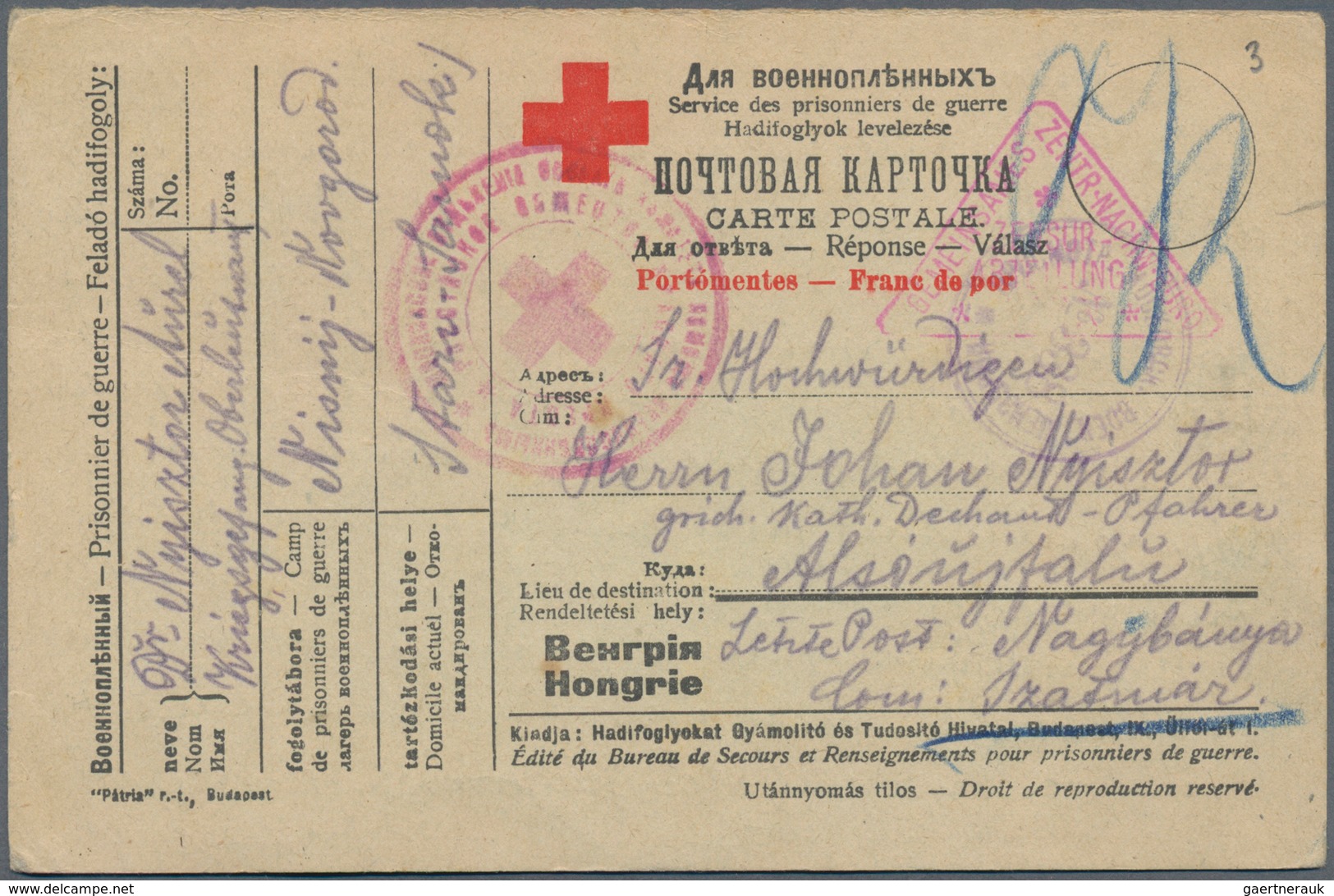 Russland: 1915/18 20 Different Cards Of POW Of WWI With Many Different Censor Marks, Cancels And For - Covers & Documents