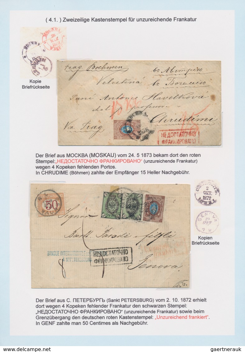 Russland - Nachporto-Belege: 1848/1960 (ca.) amazing invaluable exhibition collection of Russian pos