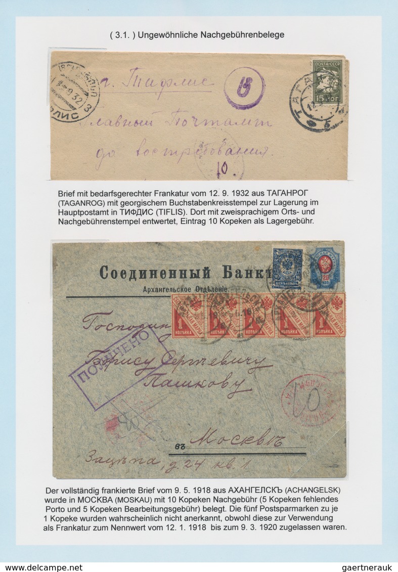 Russland - Nachporto-Belege: 1848/1960 (ca.) amazing invaluable exhibition collection of Russian pos