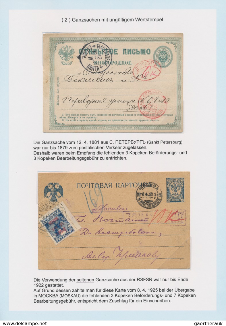 Russland - Nachporto-Belege: 1848/1960 (ca.) amazing invaluable exhibition collection of Russian pos