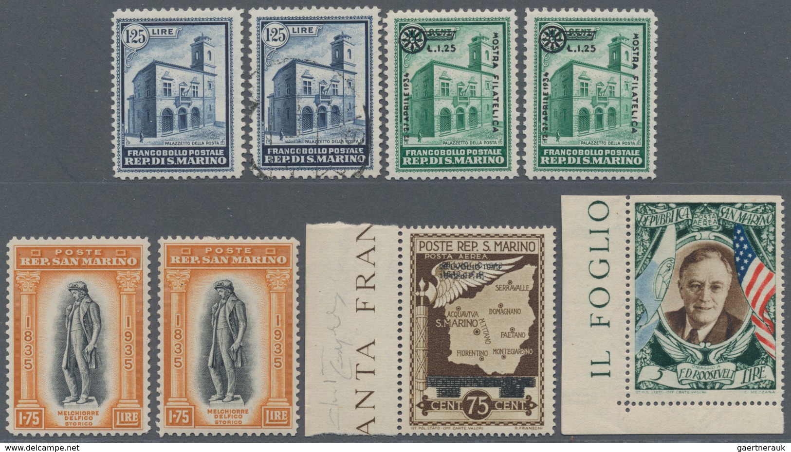 San Marino: 1877/1972 (ca.), Duplicates On Stockcards With Many Complete Sets Incl. Better Issues So - Usados