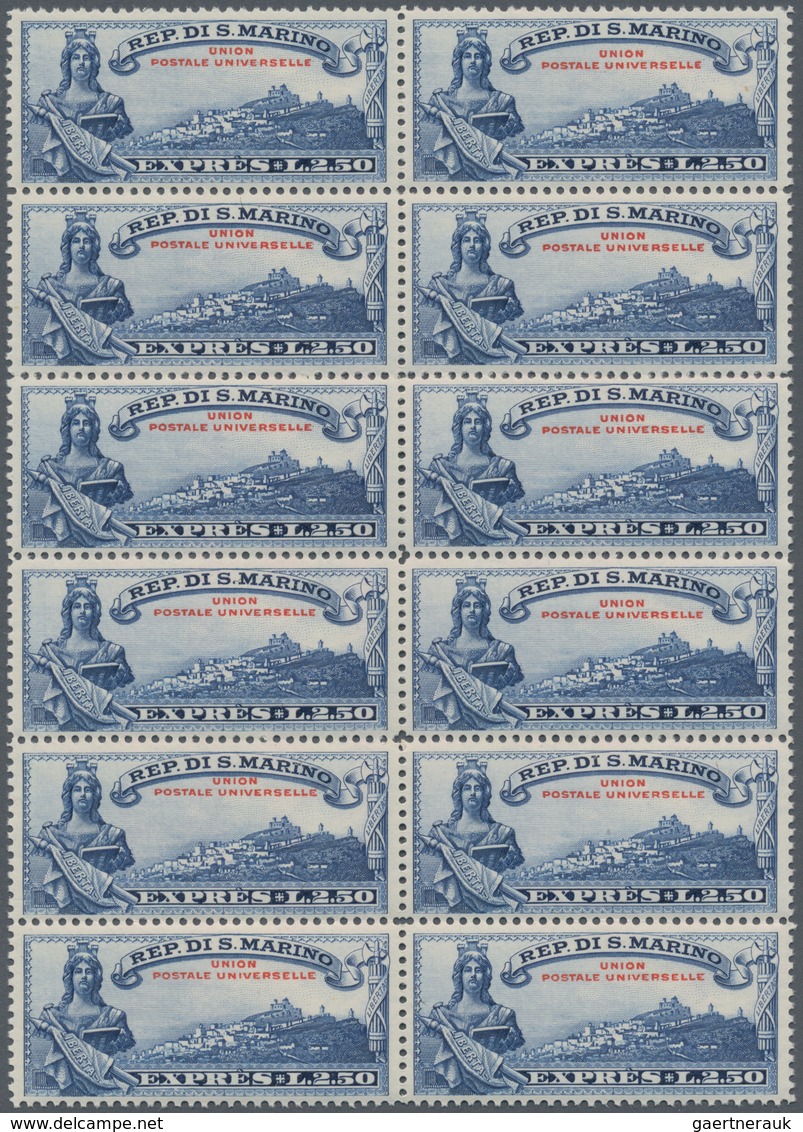 San Marino: 1929, EXPRESS Stamps Set Of Two 1.25l. Green And 2.50l. Blue/red In A Lot With Approx. 5 - Usados