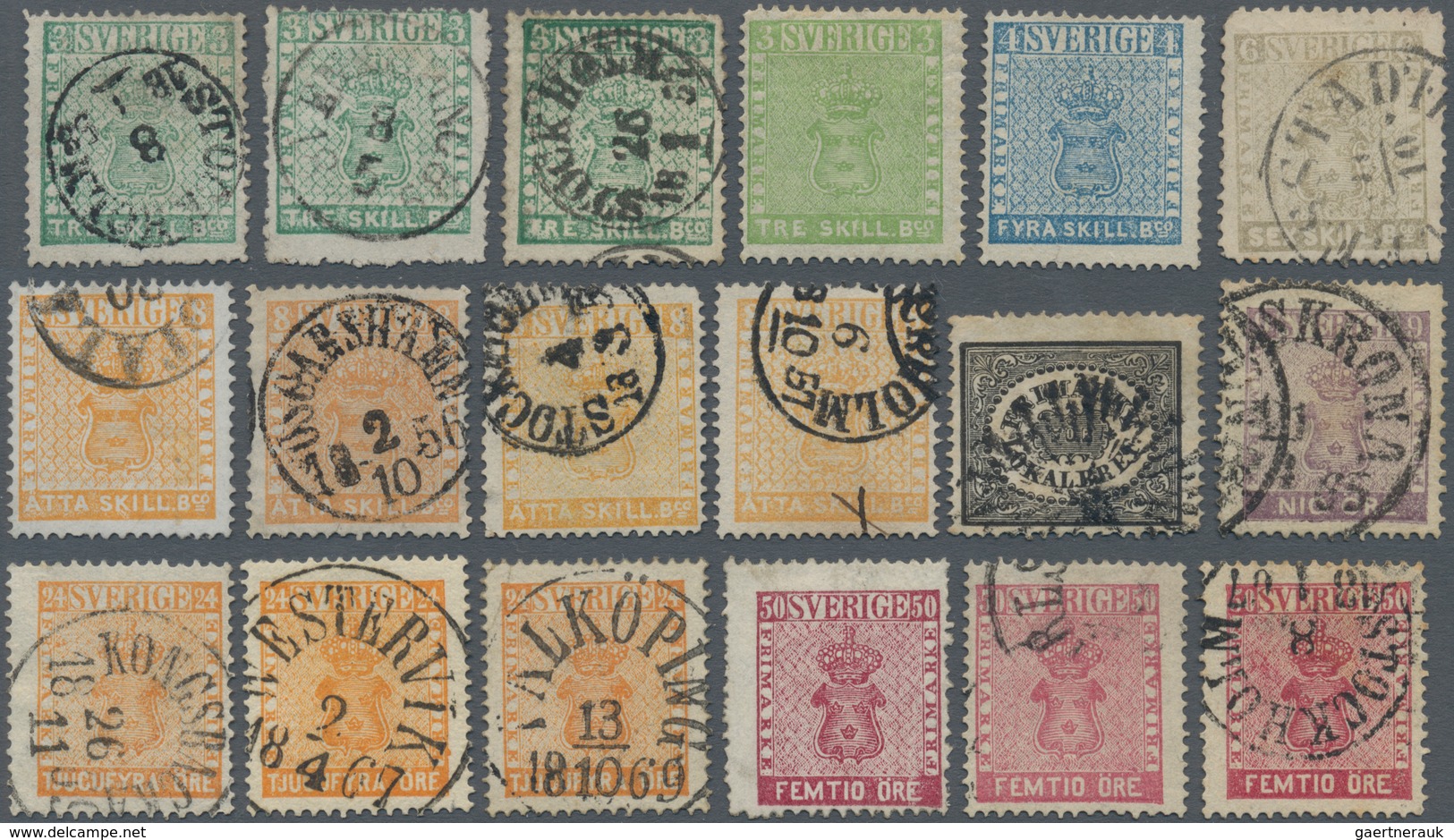 Schweden: 1855/1940 (ca.), Duplicates On Stockcards With A Nice Section Classic Issues Incl. 1855 Co - Lettres & Documents