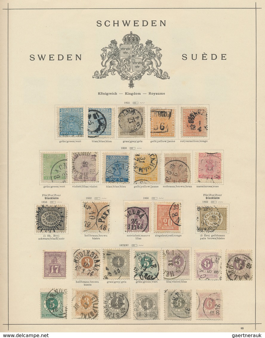 Schweden: 1855/1972, Mainly Used Collection On Album Pages, Partly Varied But Overall Quite Good Con - Lettres & Documents