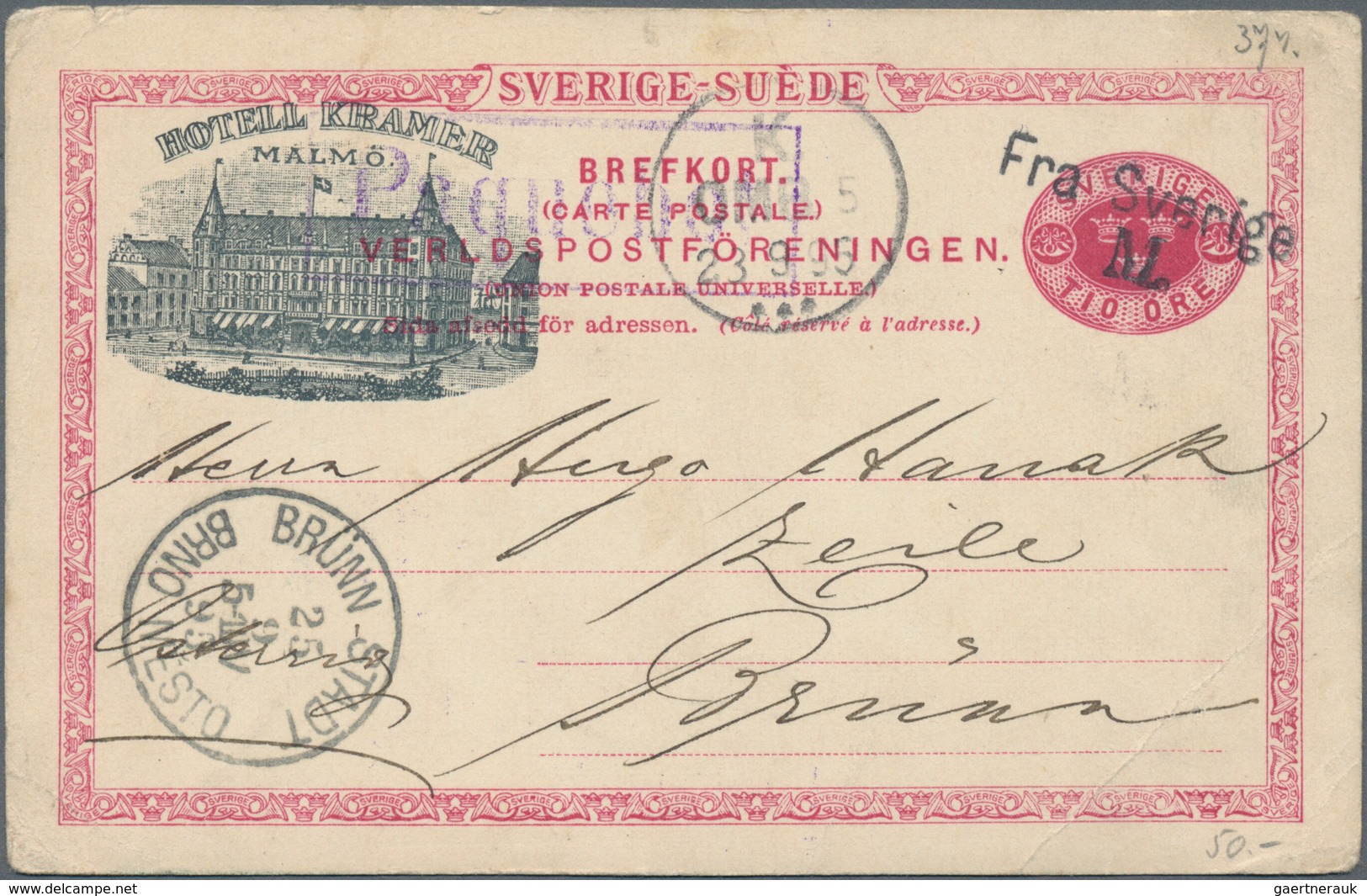 Schweden: 1870-1950's, Group Of 48 Covers, Postcards And Postal Stationery Items Including Attractiv - Cartas & Documentos