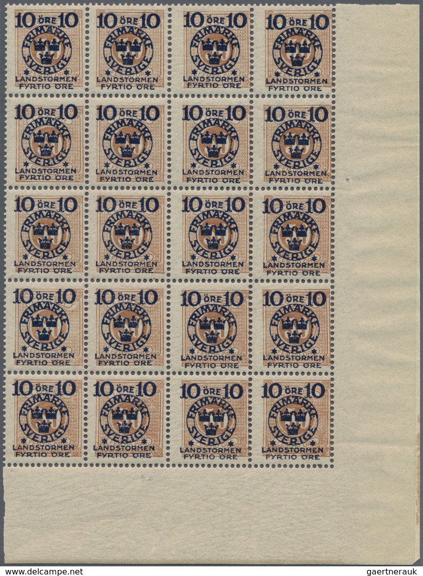 Schweden: 1916/1918, LANDSTORM Issues Duplicated Lot On Stockcards With Majority Of Landstorm I And - Briefe U. Dokumente