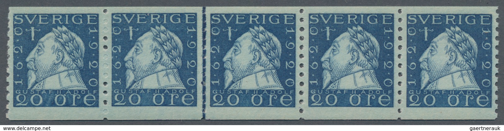 Schweden: 1920, King Gustaf II. Adolf 20öre Blue Vert. Perf. 9¾ In A Lot With Approx. 500 Stamps Mos - Lettres & Documents