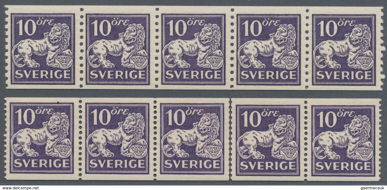 Schweden: 1925/1934, Standing Lion 10öre Violet In Six Different Types And In Different Quantities I - Covers & Documents
