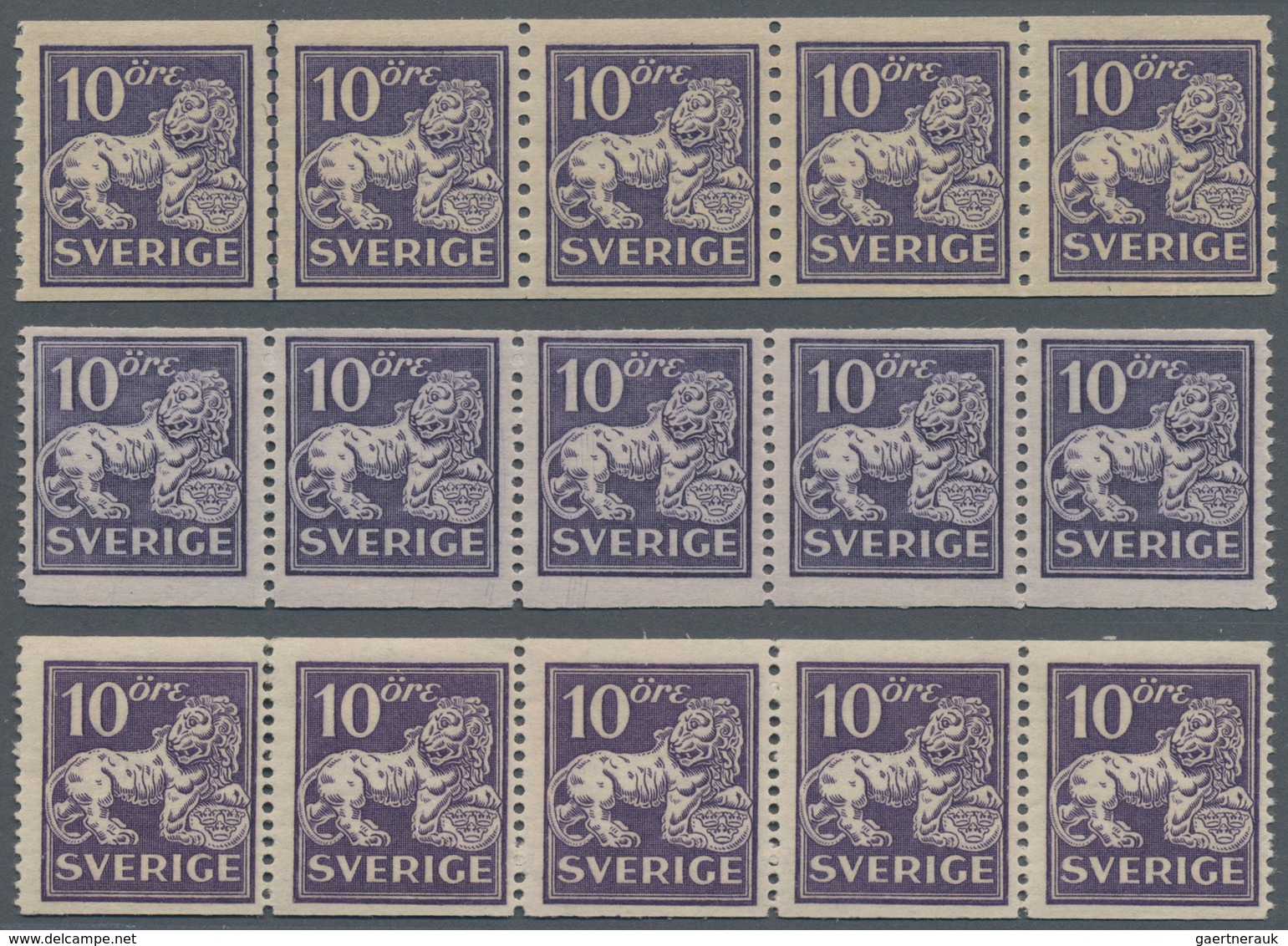 Schweden: 1925/1934, Standing Lion 10öre Violet In Six Different Types And In Different Quantities I - Brieven En Documenten