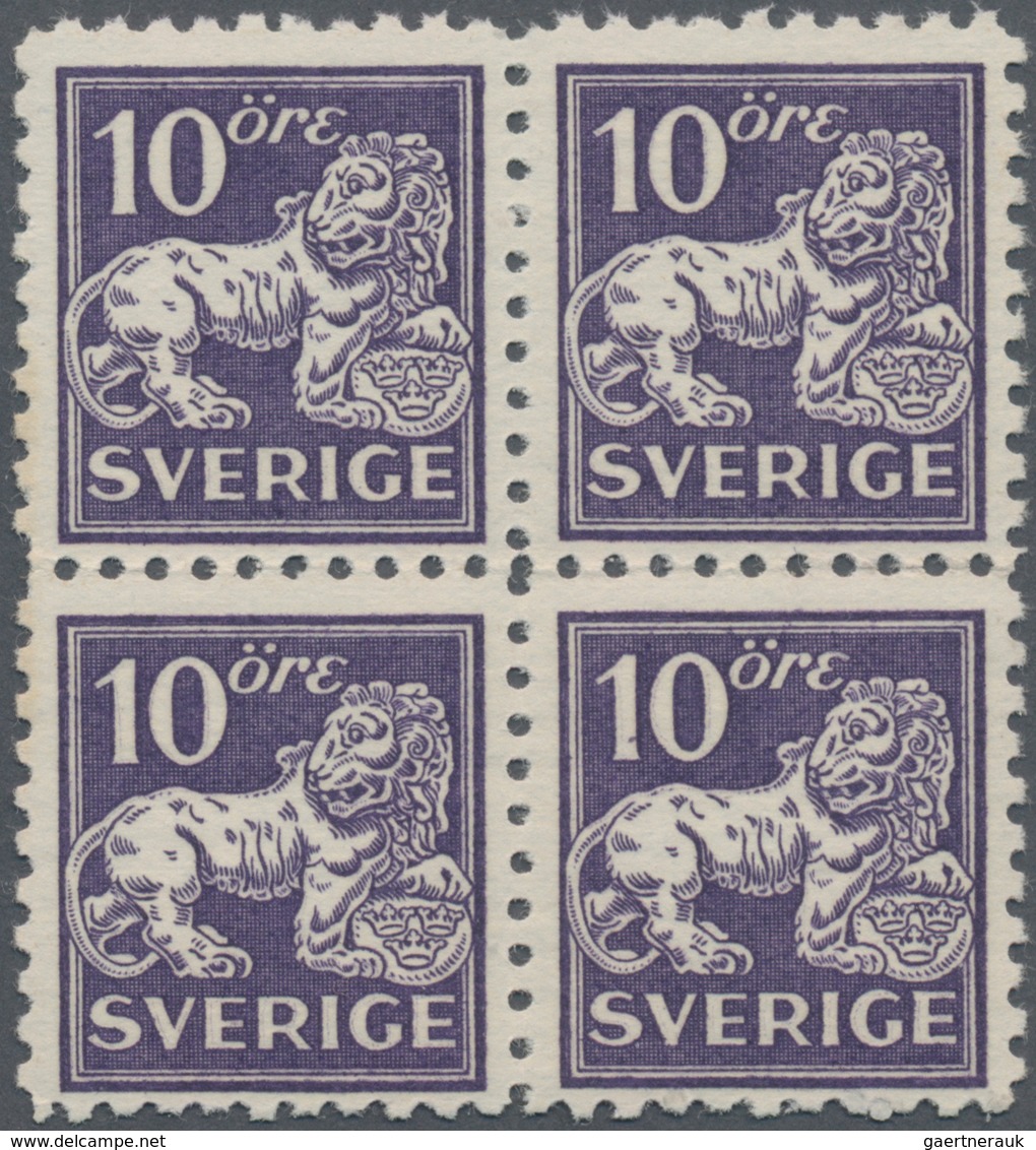 Schweden: 1925/1934, Standing Lion 10öre Violet In Six Different Types And In Different Quantities I - Cartas & Documentos