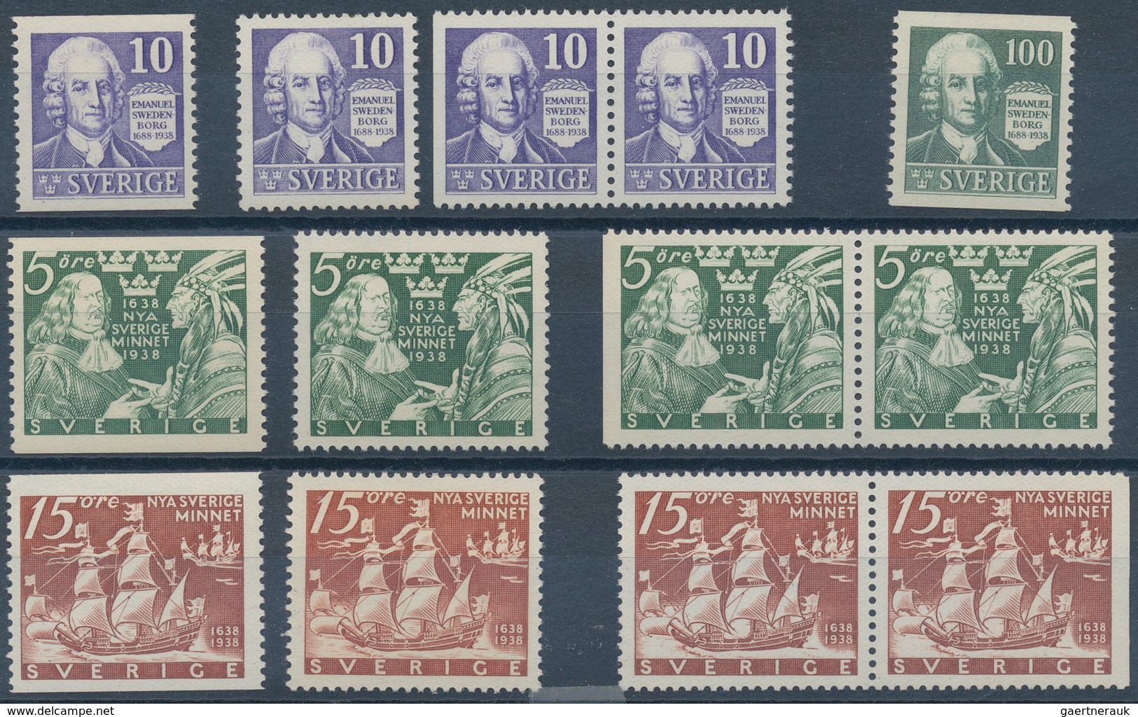 Schweden: 1938/1939, Seven Complete Year Sets 1938 And Six Sets 1939 (only Mi. No. 272 Dr Missing) M - Brieven En Documenten