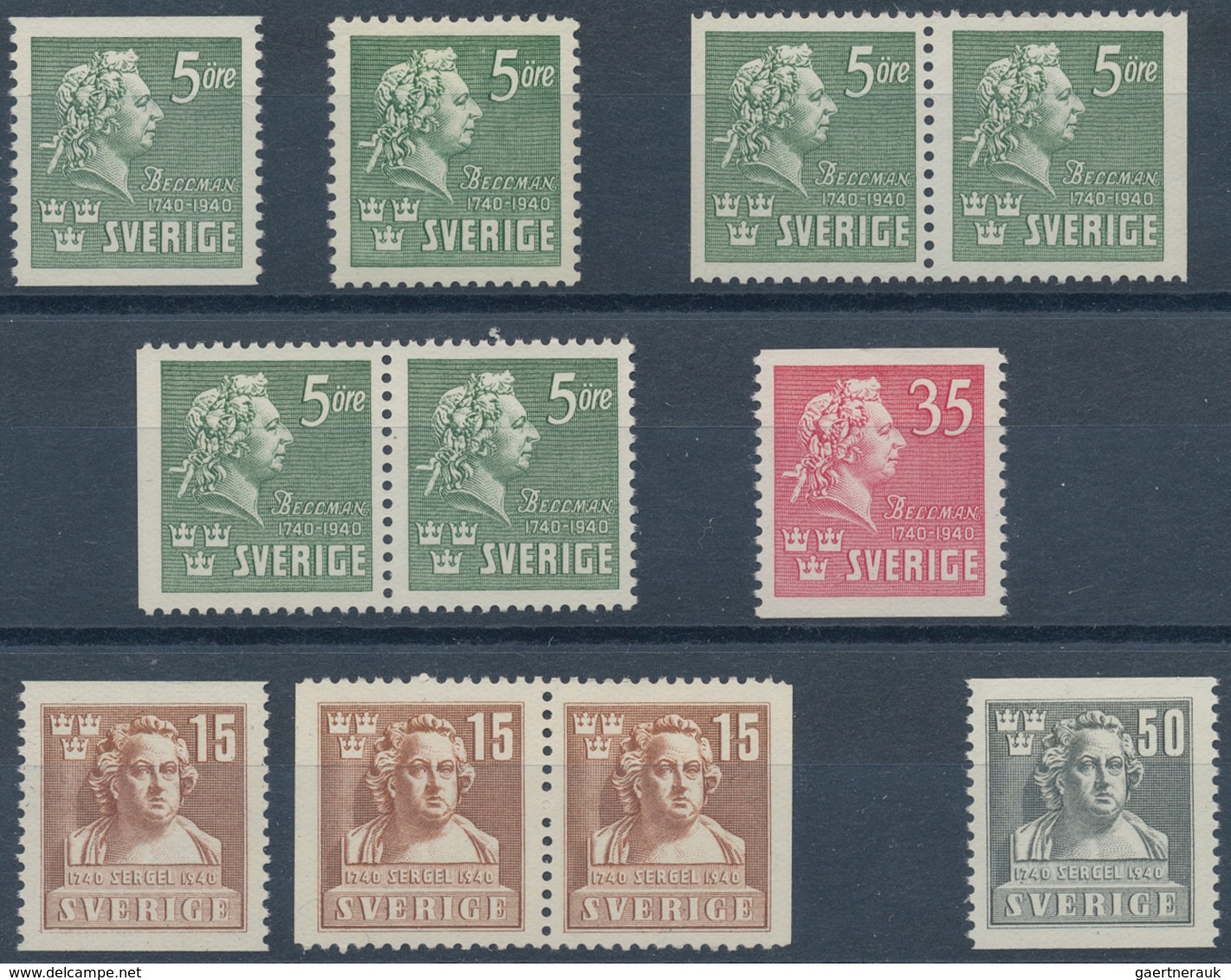 Schweden: 1940/1945, Complete Year Sets Mint Never Hinged: 1940 - 23 Sets, 1941 - 7 Sets, 1943 - 30 - Lettres & Documents