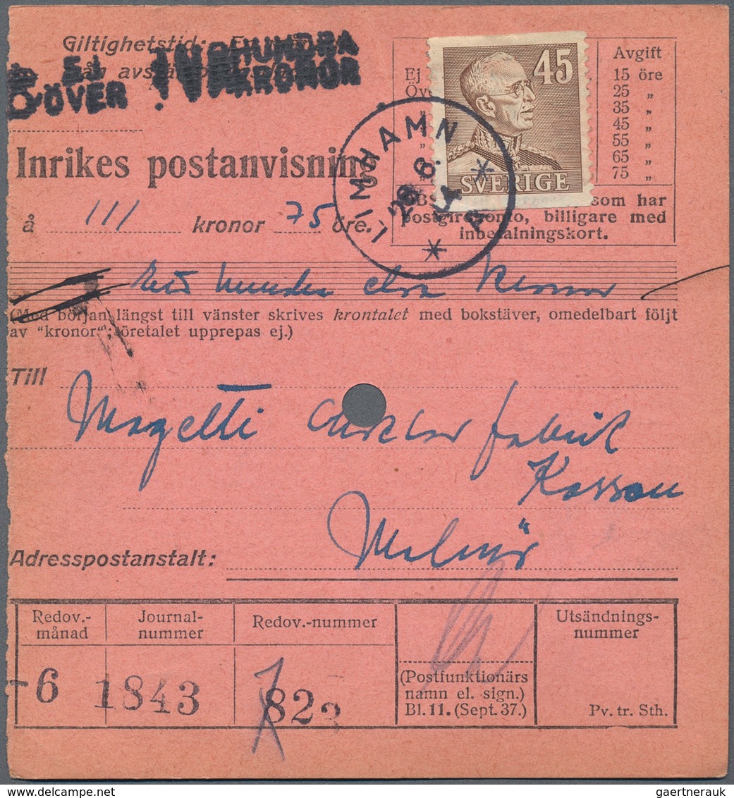 Schweden: 1944, Holding Of Apprx. 600 Money Orders, Showing Various Rates And Attractive Diversity O - Brieven En Documenten
