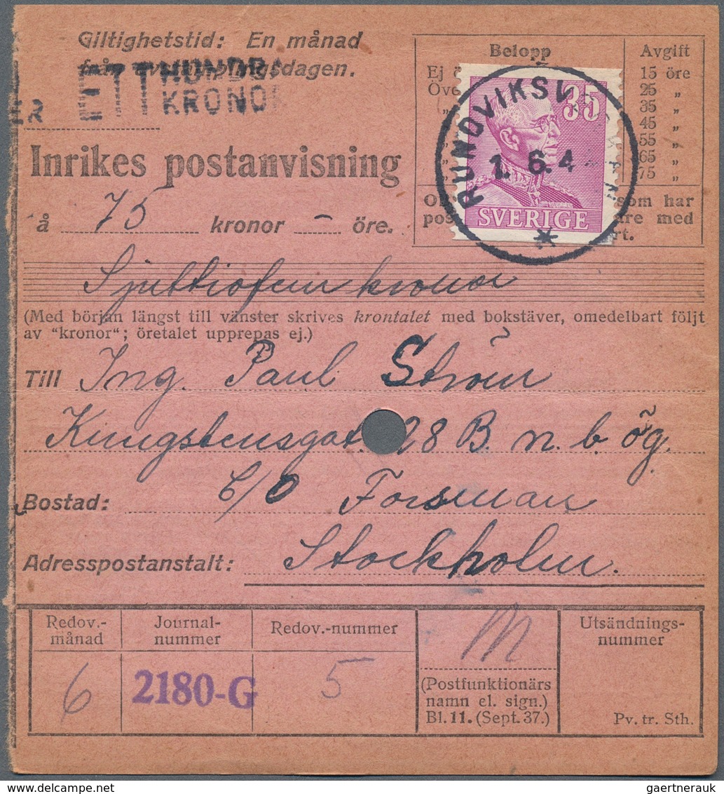 Schweden: 1944, Holding Of Apprx. 600 Money Orders, Showing Various Rates And Attractive Diversity O - Lettres & Documents