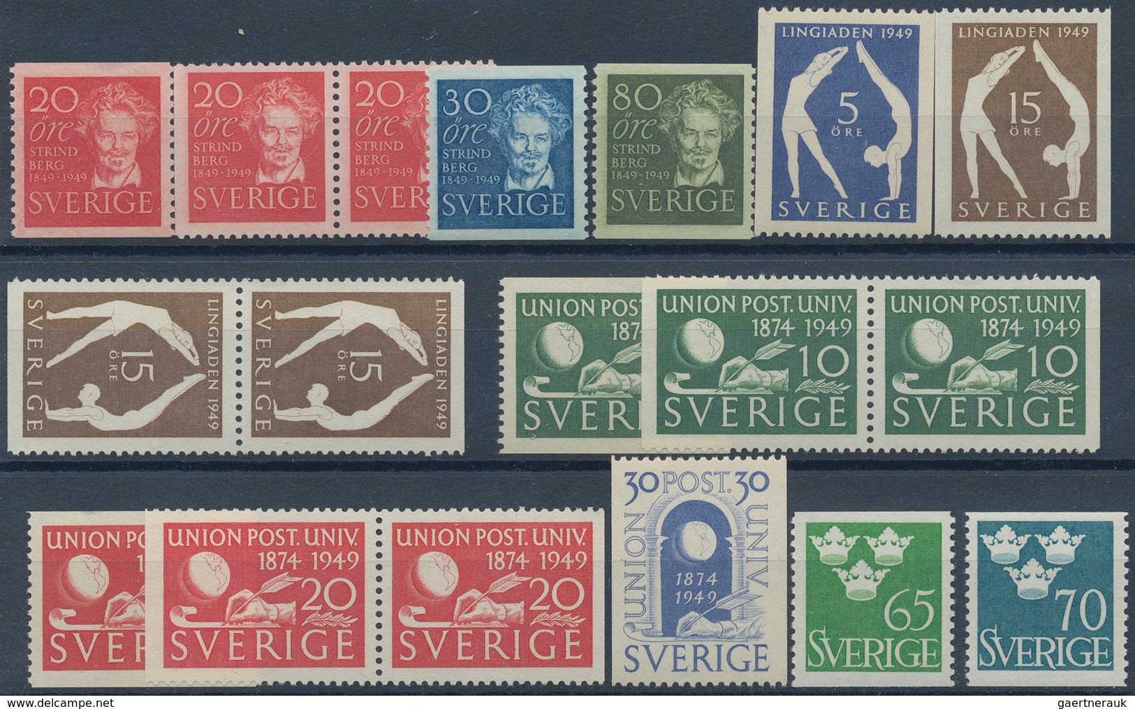 Schweden: 1946/1949, Complete Year Sets Mint Never Hinged: 1946 - 75 Sets, 1947 - 50 Sets, 1948 - 14 - Lettres & Documents