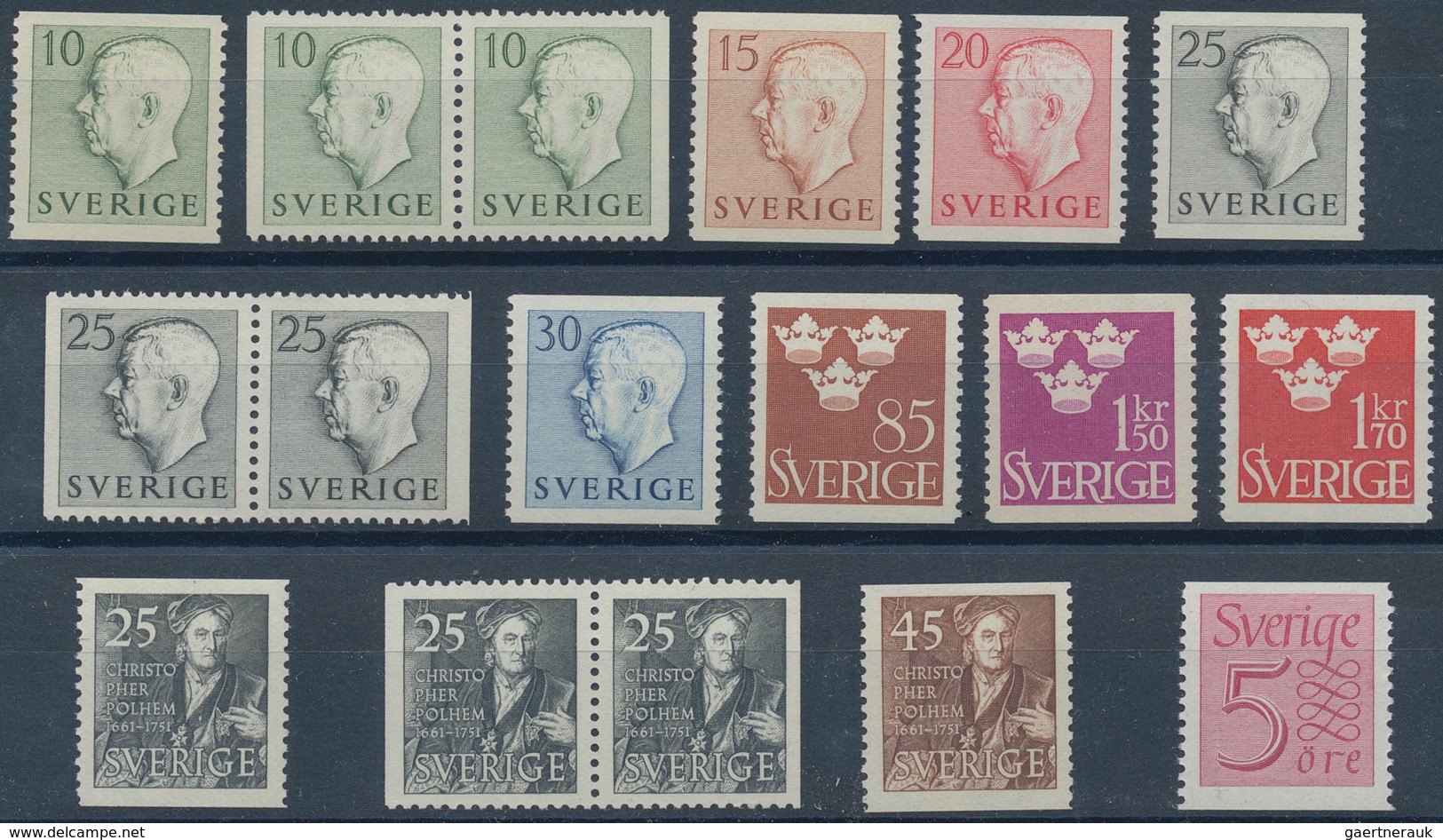 Schweden: 1951/1954, Complete Year Sets Mint Never Hinged: 1951 - 48 Sets, 1952 - 130 Sets, 1953 - 1 - Briefe U. Dokumente