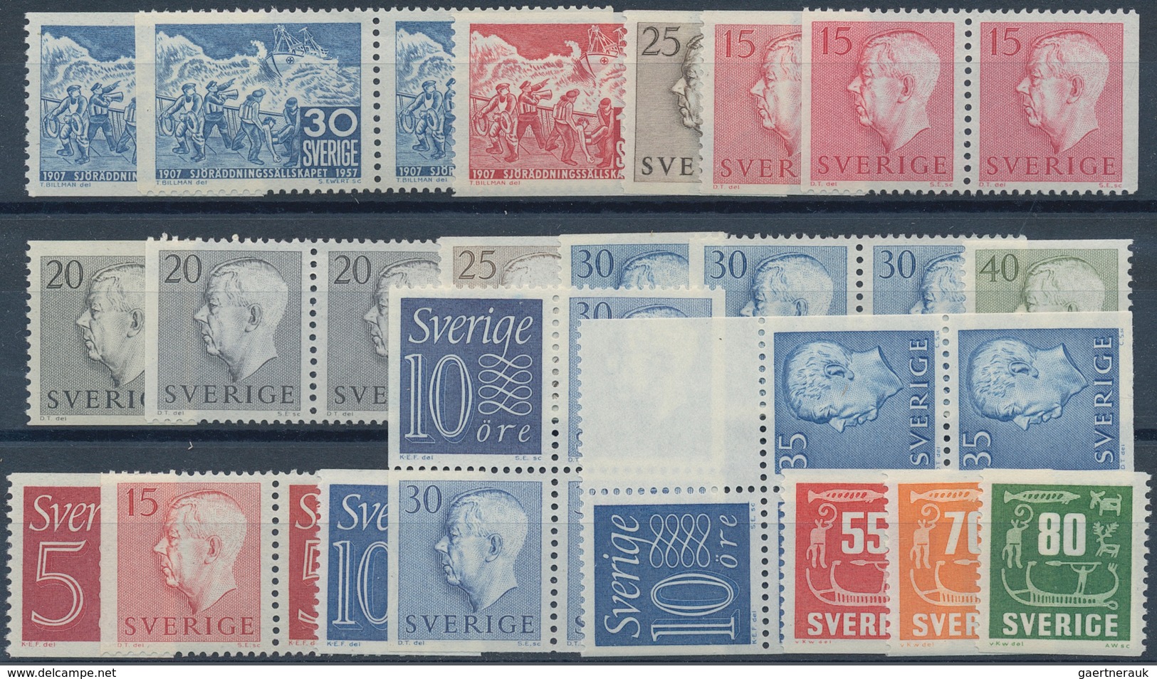 Schweden: 1955/1959, Mostly Complete Year Sets Mint Never Hinged: 1955 - 70 Sets (without 25 Ö Defin - Briefe U. Dokumente