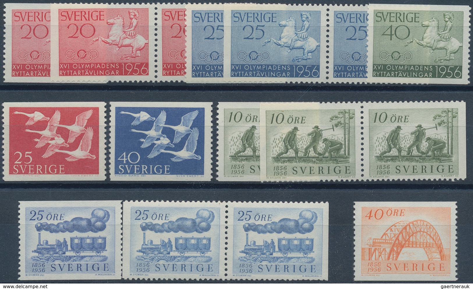 Schweden: 1955/1959, Mostly Complete Year Sets Mint Never Hinged: 1955 - 70 Sets (without 25 Ö Defin - Cartas & Documentos