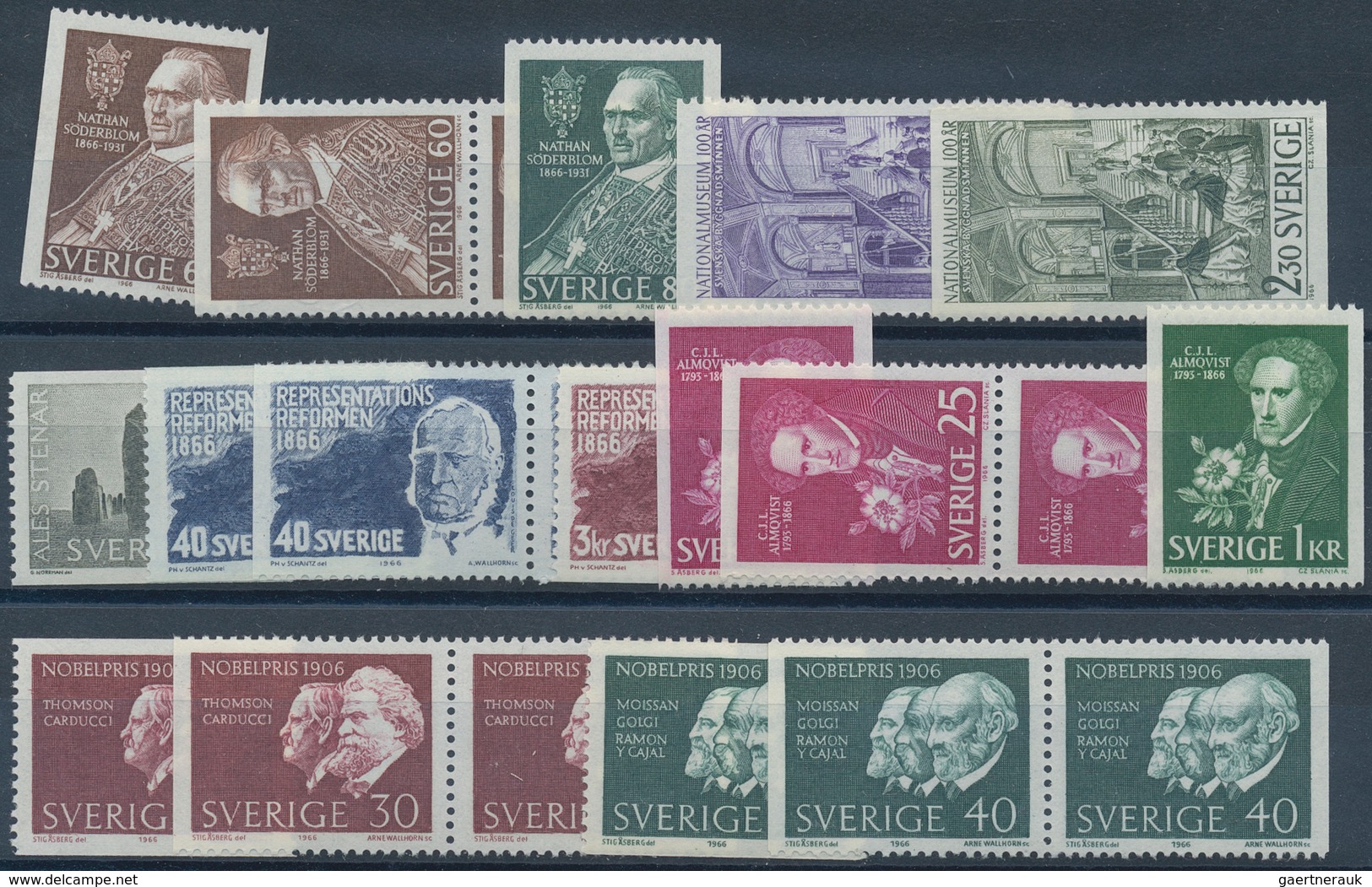 Schweden: 1960/1969, mostly complete year sets mint never hinged, a few perforation versions of defi