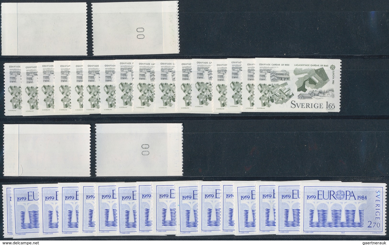 Schweden: 1960; 1980; 1982; 1984, FIXED PAPER WEB (geklebte Papierbahn), Lot Of The Europa-Cept Issu - Cartas & Documentos