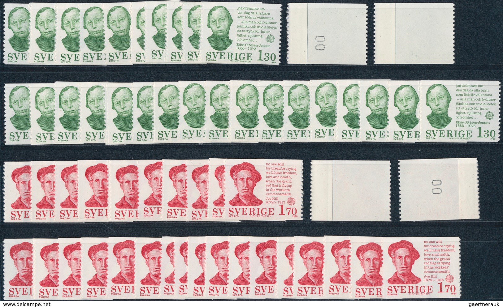 Schweden: 1960; 1980; 1982; 1984, FIXED PAPER WEB (geklebte Papierbahn), Lot Of The Europa-Cept Issu - Cartas & Documentos