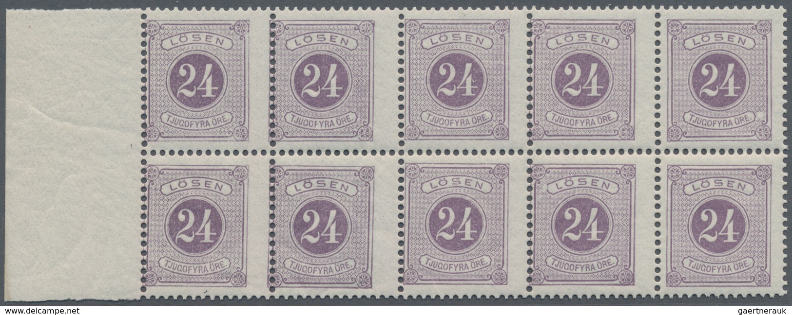 Schweden - Portomarken: 1882, Postage Due 24öre Violet Perf. 13 In A Lot With 15 Stamps (pair, Strip - Impuestos